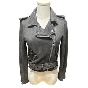 Polly Cropped  Women's Gray Moto Jacket Sz Small